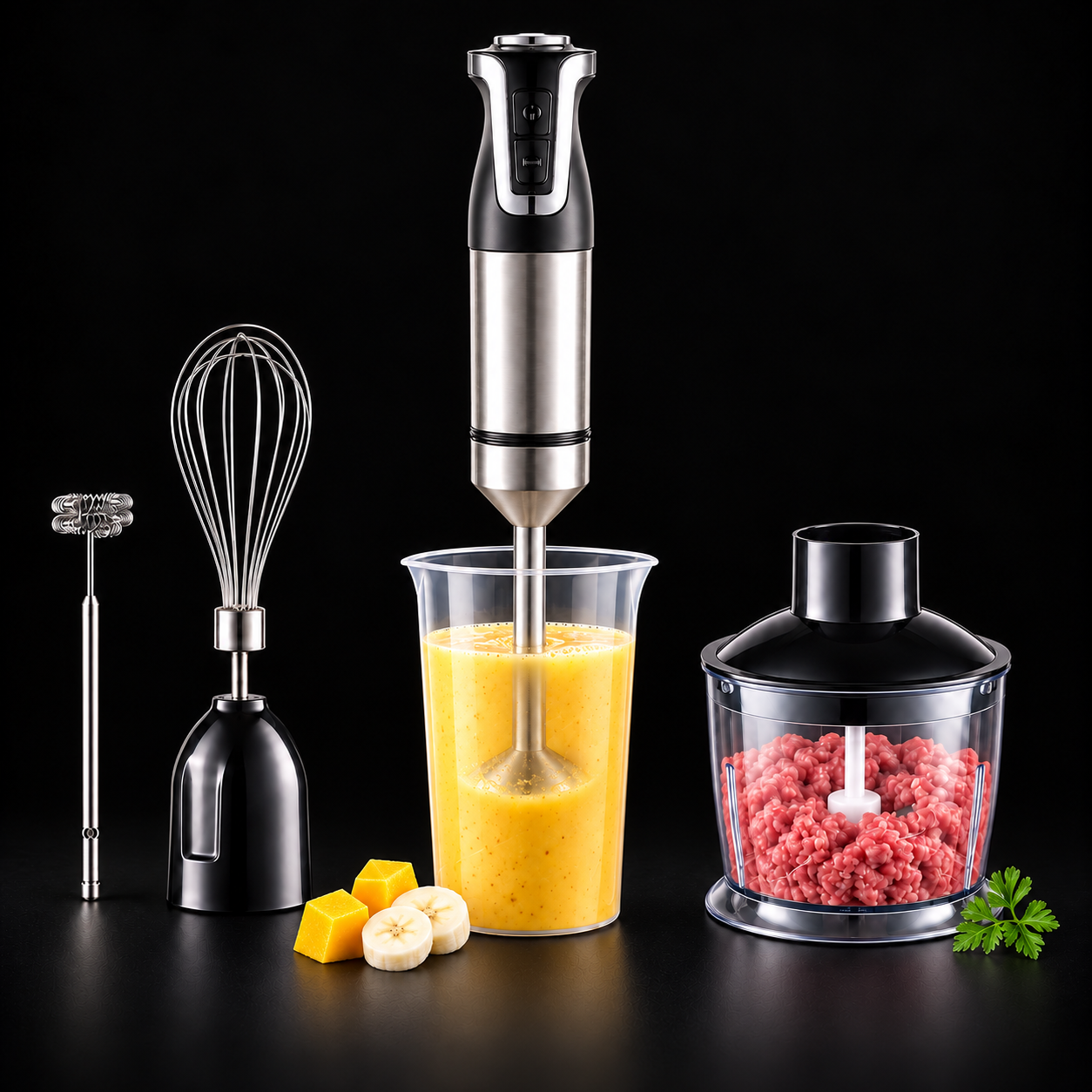 Blender vertical multifuncțional, 20 de viteze, Turbo, tocător, tel și spumator de lapte